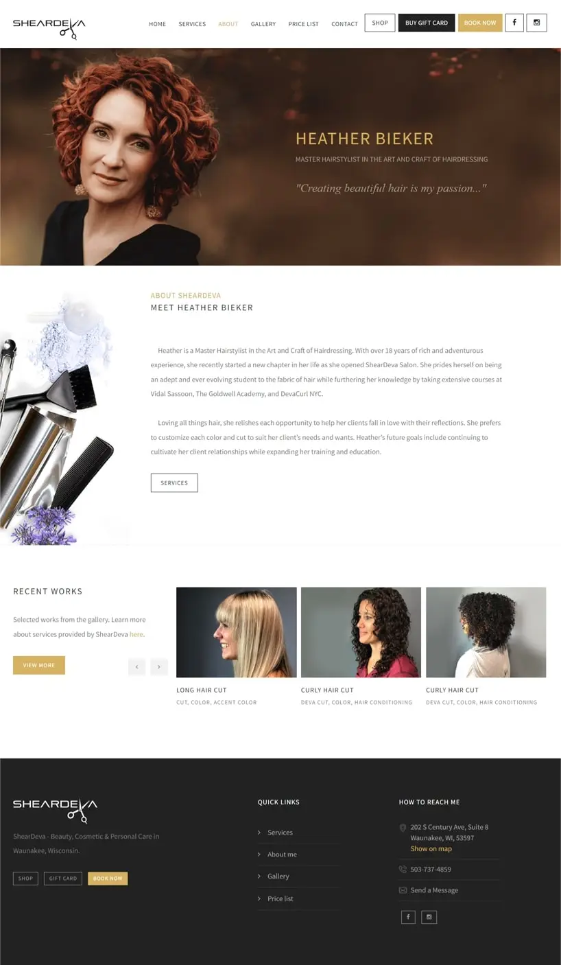 Sheardeva minisite UX